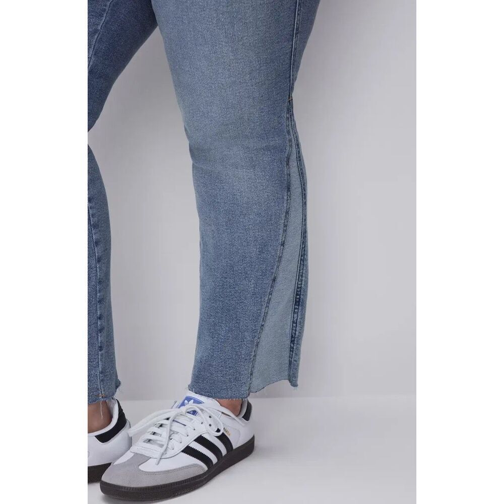 Good Curve Pieced Raw Hem High Waist Ankle Straight Leg Jeans Size 8 / 29